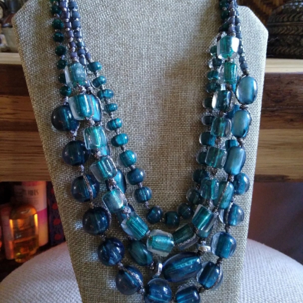 Chicos Beaded Anne Teal Necklace - Picture 1 of 5
